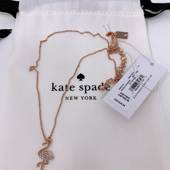 Kate Spade By The Pool Flamingo Necklace & Earring - Picture 4 of 5